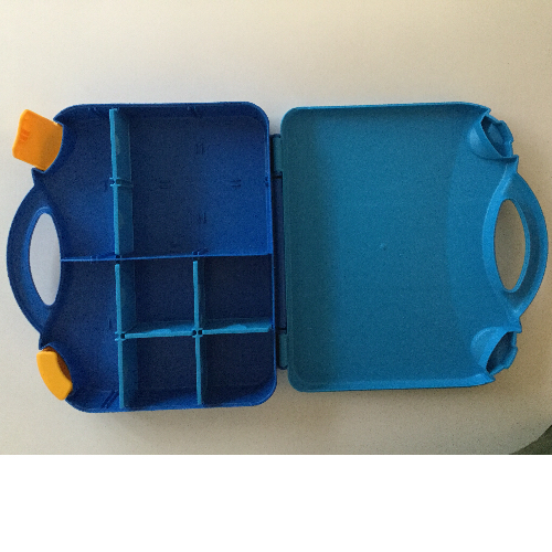Lego Storage Case, with Rounded Corners, Dark Azure Lid, Yellow Latches / Blue