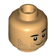 Lego Minifig Head Stern Look, Stubbled Beard Print / Warm Tan