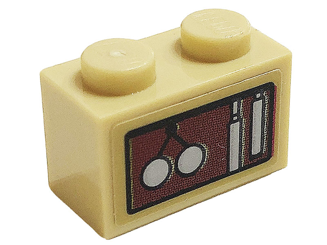 Lego Brick 1 x 2 with Clock Weights Pattern (Sticker) - Set 75980