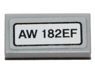 Lego Tile 1 x 2 with 'AW 182EF' Pattern (Sticker) - Set 40196 / Light Bluish Gray