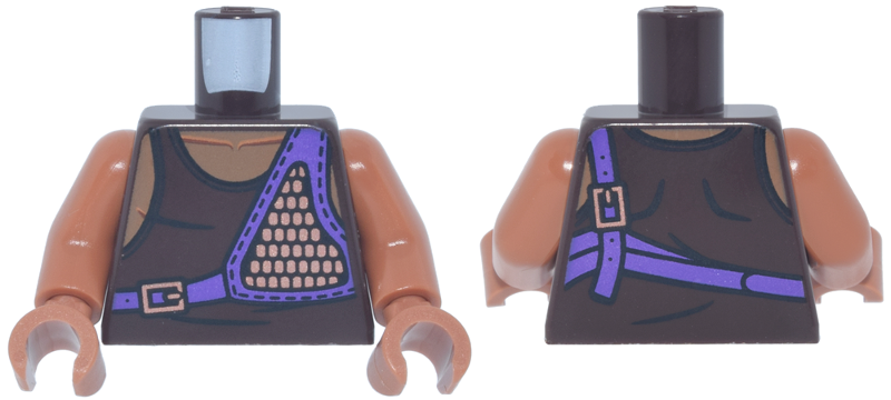 Lego Torso Tank Top, Muscles Outline, Medium Lavender Straps and Pack with Copper Buckles and Dots Pattern / Sienna Arms / Sienna Hands