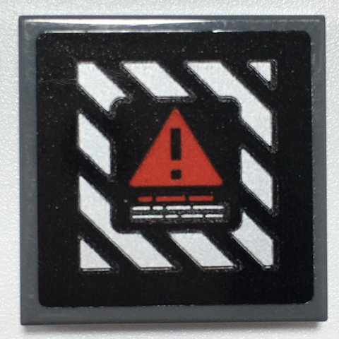 Lego Tile 2 x 2 with Red Warning Triangle on Black and White Danger Stripes Pattern (Sticker) - Set 70917