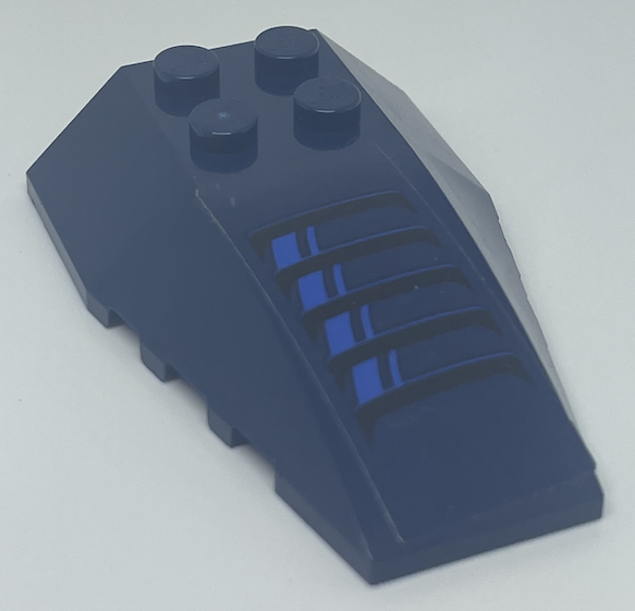 Lego Wedge 6 x 4 Triple Curved with Black and Blue Intake Air Vent Pattern (Sticker) - Set 60210 / Dark Blue