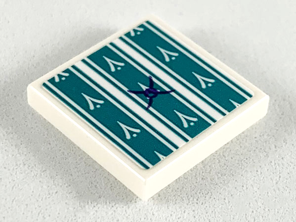 Lego Tile 2 x 2 with Dark Turquoise Seat Cushion Pattern (Sticker) - Set 41164 / White