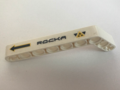 Lego Technic, Liftarm, Modified Bent Thick 1 x 9 (7 - 3) with 'ROCKA' and Arrow Pattern (Sticker) - Set 44014