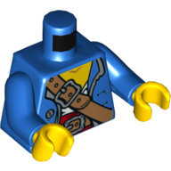 Lego Torso Jacket, White and Red Undershirt, Shoulder Strap with Buckle, and Belt Print, Blue Arms, Yellow Hands / Blue