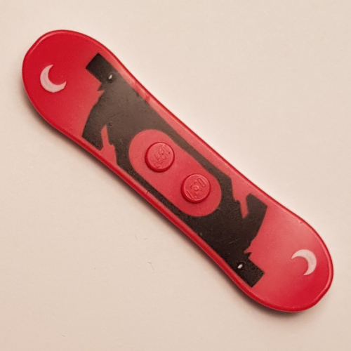 Lego Sports Snowboard with Black Shape and White Moons Print, White Bottom / Red