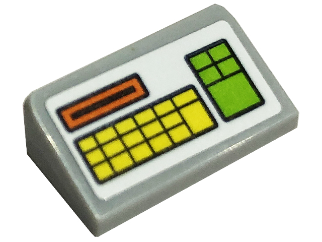 Lego Slope 30 1 x 2 x 2/3 with Yellow Keyboard and Lime Keypad Pattern (Sticker) - Set 41701