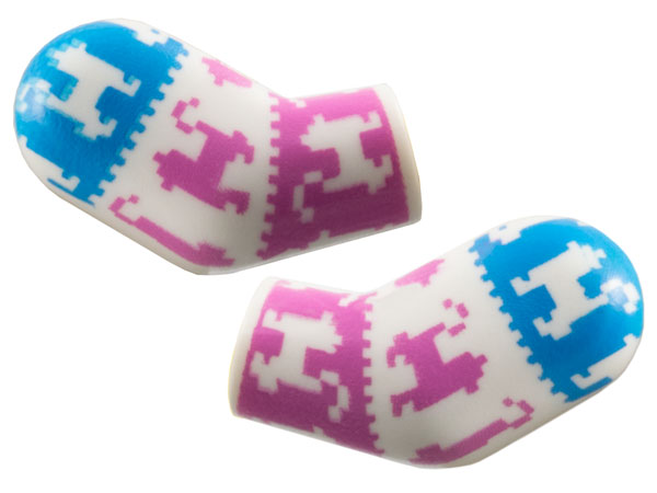 Lego Arm, (Matching Left and Right) Pair with Cats on Dark Azure and Dark Pink Panels Pattern / White