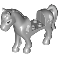 Lego Animal, Horse with 2 x 2 Cutout Black Eyes on White Patch, White Patches print / Light Bluish Gray