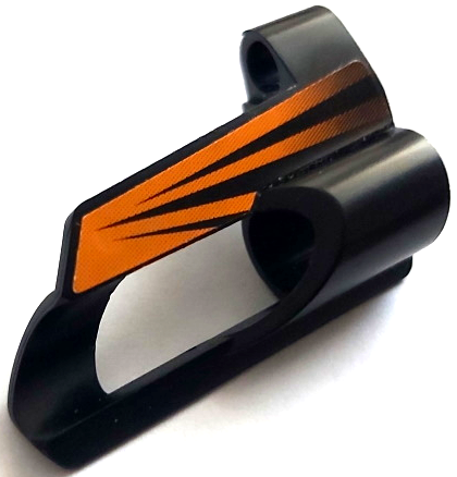 Lego Technic, Panel Fairing # 5 Small Short, Large Hole, Side A with Orange Radiating Stripes Pattern (Sticker) - Set 8516