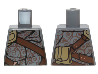 Lego Torso SW Shirt with Spirals, Reddish Brown Straps and Large Dark Tan Pouch Pattern / Dark Bluish Gray