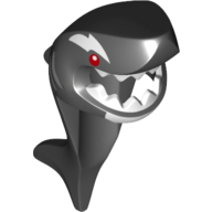 Lego Mask Shark Head with Tail and Fin with Red Eyes, White Orca Marks and Teeth Print / Black