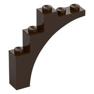 Lego Brick Arch 1 x 5 x 4 [Continuous Bow, Raised Underside Cross Supports] / Dark Brown