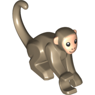 Lego Animal, Monkey / Ape / Orangutan, One Arm Out, with Light Nougat Face Print / Dark Tan