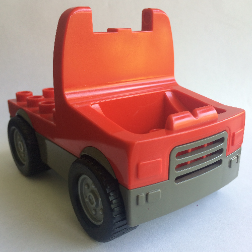 Lego Duplo Truck with 4 x 4 Flatbed Plate, Dark Gray Base and Hubs, Wide Wheels