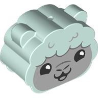 Lego Duplo Brick 2 x 4 x 2 Rounded Ends with Ears and Sheep Face Print