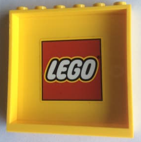 Lego Panel 1 x 6 x 5 with LEGO Logo with Yellow Border Pattern on Inside (Sticker) - Set 60169