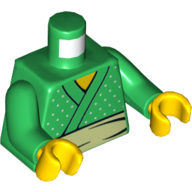 Lego Torso Robe, Olive Green Belt Print, Green Arms, Yellow Hands / Green