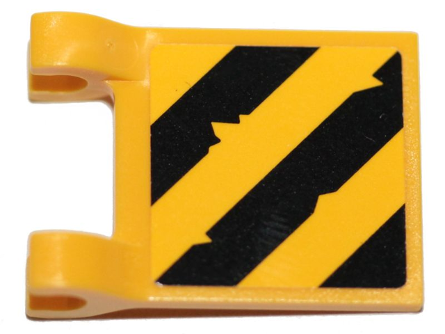 Lego Flag 2 x 2 Square with Flat Edge with Black and Yellow Diagonal Stripes Pattern (Sticker) - Set 70823 / Yellow