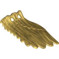 Lego Creature Body Part, Wing 4 x 7 Left with Feathers and Handles for Clips / Pearl Gold