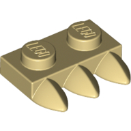 Lego Plate Special 1 x 2 with Three Teeth [Tri-Tooth] / Tan