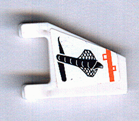Lego Flag 2 x 2 Trapezoid with Flat Edge with Orange Line and Black Cobra Pattern (Sticker) - Set 7647 / White