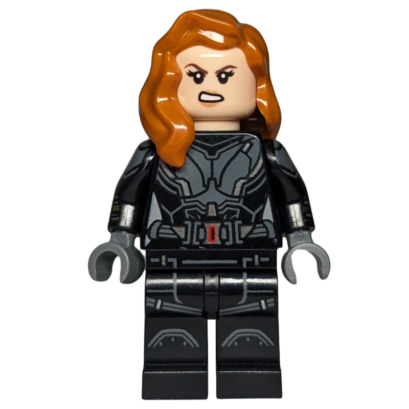 Lego Black Widow, Black Jumpsuit, Silver Highlights