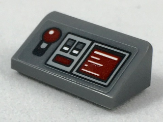 Lego Slope 30 1 x 2 x 2/3 with Light Bluish Gray Control Panel, Dark Red Joystick, Buttons and Readout Pattern (Sticker) - Set 75175