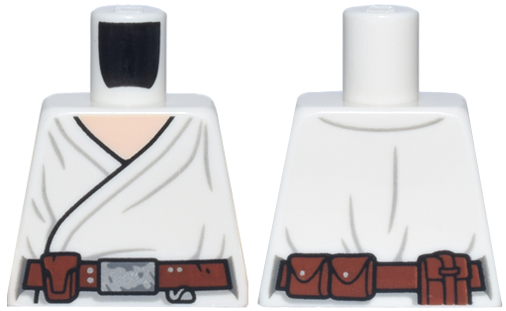 Lego Torso SW Wrap-Around Tunic and Reddish Brown Utility Belt with Worn Buckle and Tool Clip Pattern / White