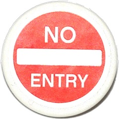 Lego Road Sign 2 x 2 Round with Clip with Thin Font 'NO ENTRY' on Red Background Pattern (Sticker) - Sets 76041 / 76051