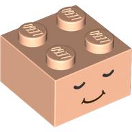 Lego Brick 2 x 2 with Sleeping Face print / Light Nougat