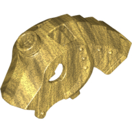 Lego Animal / Creature Accessory, Horse Battle Helmet, Stud on Top Type 2 / Pearl Gold
