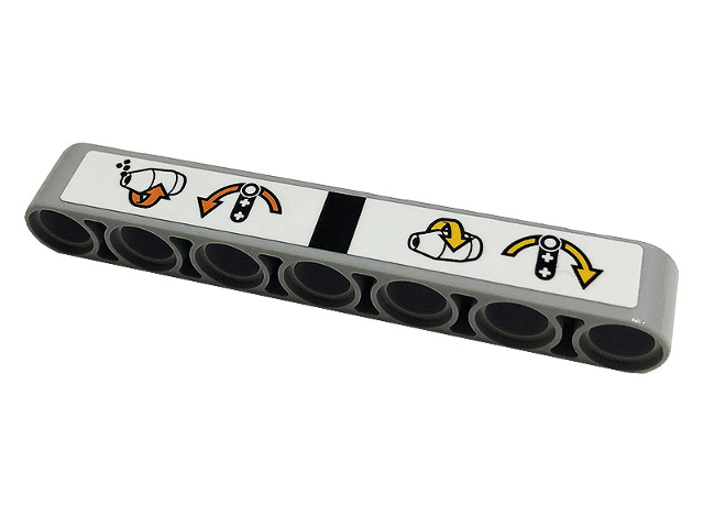Lego Technic, Liftarm Thick 1 x 7 with Yellow and Orange Arrows and Concrete Mixer Drum Pattern (Sticker) - Set 42112 / Light Bluish Gray