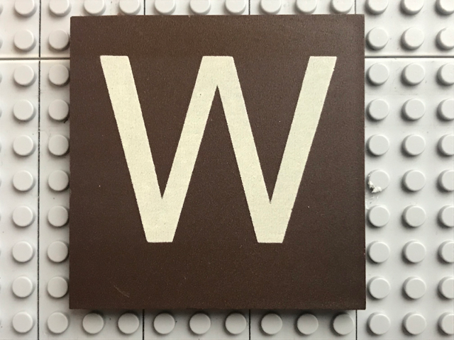 Lego Modulex Tile 8 x 8 with White 'W' Print