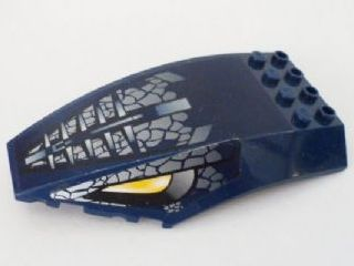 Lego Windscreen 10 x 6 x 2 Curved with Scales and Yellow Snake Eyes Pattern on Both Sides (Stickers) - Set 8769