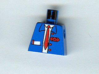 Lego Torso Train Suit Open, Notepad, Red Long Tie and Logo Pattern / Blue