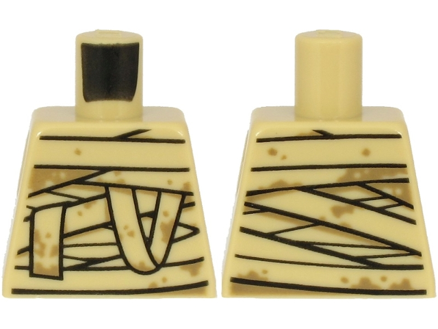 Lego Torso Mummy Wrappings with Dark Tan Splotches Pattern / Tan