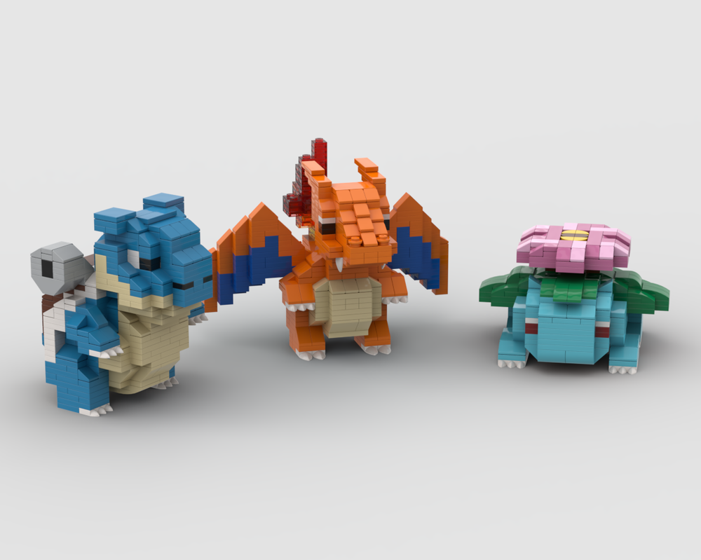 Lego Charizard, Blastoise, Venusaur - Kanto Starter Final Evolutions