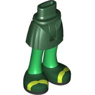 Lego Minidoll Hips and Short Skirt with Green Legs, Dark Green Shoes, Black Soles, Lime Straps print / Dark Green