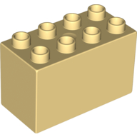 Lego Duplo Brick 2 x 4 x 2 with Clock Print / Light Yellow
