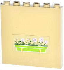Lego Panel 1 x 6 x 5 with Lime Flower Box Pattern (Sticker) - Set 3185