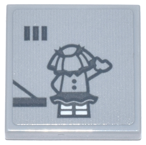 Lego Tile 2 x 2 with Dark Bluish Gray Baby-Doll Minifigure with White Legs in Prison Cell Pattern (Sticker) - Set 76271