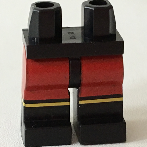 Lego Hips with Red Legs and Black Boots Pattern with Shorts and Yellow Stripes (Plastic Man) / Black