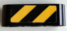 Lego Technic, Liftarm Thick 1 x 3 with Black and Yellow Danger Stripes Pattern Model Left Side (Sticker) - Set 42098 / Black
