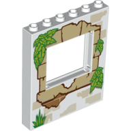 Lego Panel 1 x 6 x 6 with Window with Tan Bricks, Grass and Leaves Print