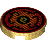 Lego Tile Round 2 x 2 with Black Circular Lines on Red Background Print