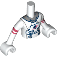 Lego Minidoll Torso Boy White Astronaut Suit, Dark Blue Trim, Coral Stripes Print, White Hands / White