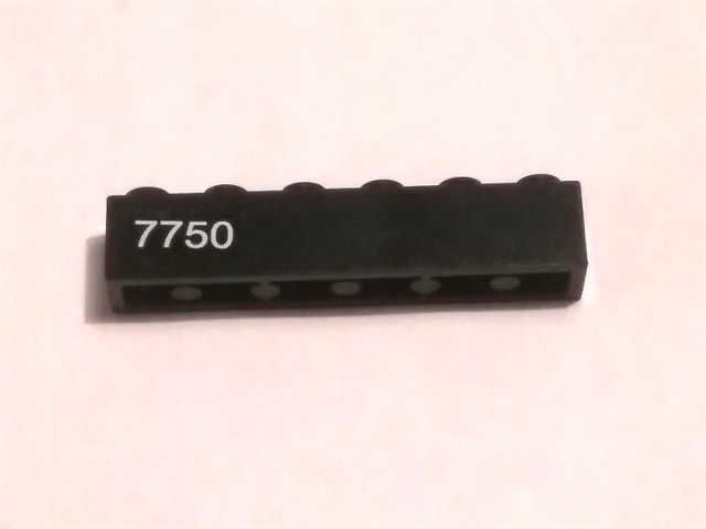 Lego Brick 1 x 6 with White '7750' Pattern Model Left Side (Sticker) - Set 7750