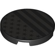 Lego Tile Round 3 x 3 with Dark Bluish Grey Stripes and Stars Print